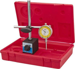 Value Collection - 0.001" Graduation, 0-100 Dial Reading, Dial Indicator & Base Kit - 55mm Base Length x 50mm Base Width x 63mm Base Height, 2-9/32" Dial Diam - Eagle Tool & Supply
