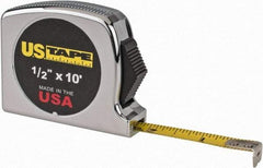 US Tape - 10' x 1/2" Yellow Blade Tape Measure - 1/16" Graduation, Inch Graduation Style, Silver Case - Eagle Tool & Supply