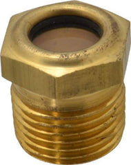 LDI Industries - 9/16" Sight Diam, 1/2" Thread, 1" OAL, Low Pressure Pipe Thread Lube Sight, Open View Sight Glass & Flow Sight - 7/8" Head, 20 Max psi, 1/2-14 Thread - Eagle Tool & Supply