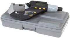 TESA Brown & Sharpe - 0 to 1.2 Inch Range, 0.0001 Inch Resolution, Standard Throat, IP54 Electronic Outside Micrometer - 0.0002 Inch Accuracy, Carbide Face, Includes Plastic Case - Eagle Tool & Supply