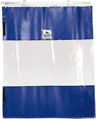 TMI, LLC - 24' Door Width x 12' Door Height PVC Solid with Vision Panel (Style) Industrial Curtain Kit - Blue/Clear - Eagle Tool & Supply