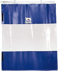 TMI, LLC - 12' Door Width x 12' Door Height PVC Solid with Vision Panel (Style) Industrial Curtain Kit - Blue/Clear - Eagle Tool & Supply
