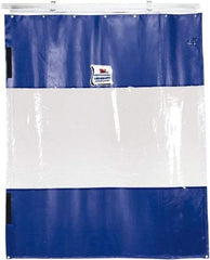 TMI, LLC - 12' Door Width x 10' Door Height PVC Solid with Vision Panel (Style) Industrial Curtain Kit - Blue/Clear - Eagle Tool & Supply