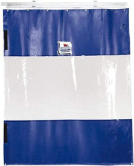 TMI, LLC - 6' Door Width x 12' Door Height PVC Solid with Vision Panel (Style) Industrial Curtain Kit - Blue/Clear - Eagle Tool & Supply