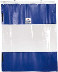 TMI, LLC - 6' Door Width x 10' Door Height PVC Solid with Vision Panel (Style) Industrial Curtain Kit - Blue/Clear - Eagle Tool & Supply
