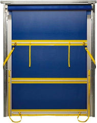 TMI, LLC - 10' Door Width x 10' Door Height PVC Mesh Bug Screen & Spring Loaded Manuel (Style) Roll Up Dock Screen - Blue/Yellow - Eagle Tool & Supply