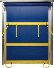 TMI, LLC - 10' Door Width x 12' Door Height PVC Mesh Bug Screen & Spring Loaded Manuel (Style) Roll Up Dock Screen - Blue/Yellow - Eagle Tool & Supply