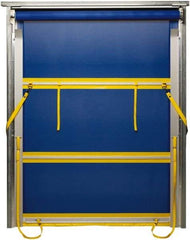 TMI, LLC - 6' Door Width x 8' Door Height PVC Mesh Bug Screen & Spring Loaded Manuel (Style) Roll Up Dock Screen - Blue/Yellow - Eagle Tool & Supply