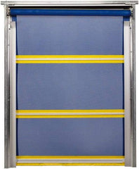 TMI, LLC - 12' Door Width x 12' Door Height PVC Mesh Bug Screen & In-Tube Motorized (Style) Roll Up Dock Screen - Blue/Yellow - Eagle Tool & Supply