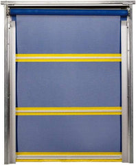 TMI, LLC - 10' Door Width x 12' Door Height PVC Mesh Bug Screen & In-Tube Motorized (Style) Roll Up Dock Screen - Blue/Yellow - Eagle Tool & Supply