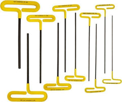Bondhus - 10 Piece T-Handle Cushion Grip Hex Key Set - Hex Range 3/32 to 3/8" - Eagle Tool & Supply