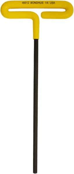 Bondhus - 1/4" Hex, T-Handle Cushion Grip, Hex Key - 251mm OAL, Inch System of Measurement - Eagle Tool & Supply