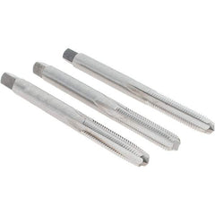 Cle-Line - #10-32 UNF, 4 Flute, Bottoming, Plug & Taper, Bright Finish, High Speed Steel Tap Set - Right Hand Cut, 2-3/8" OAL, 7/8" Thread Length, Series 0404 - Eagle Tool & Supply