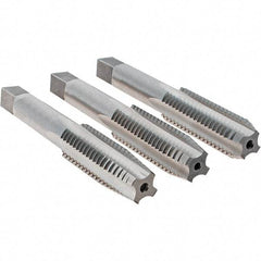 Cle-Line - 9/16-12 UNC, 4 Flute, Bottoming, Plug & Taper, Bright Finish, High Speed Steel Tap Set - Right Hand Cut, 3-19/32" OAL, 1-21/32" Thread Length, Series 0404 - Eagle Tool & Supply