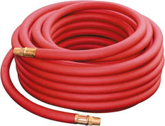 PRO-SOURCE - 3/8" ID x 0.69" OD 50' Long Oil Resistant Air Hose - MNPT x MNPT Ends, 300 Working psi, -40 to 212°F, 1/4" Fitting, Red - Eagle Tool & Supply