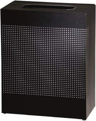 Rubbermaid - 22-1/2 Gal Black Rectangle Decorative Waste Receptacle With Top - Steel, 30" High x 24" Long x 24" Wide - Eagle Tool & Supply