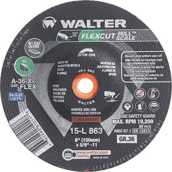 WALTER Surface Technologies - 6" Diam, 36 Grit Surface Grinding Wheel - Eagle Tool & Supply