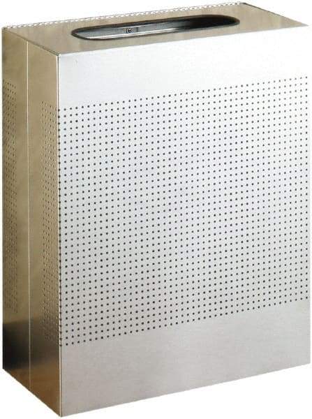 Rubbermaid - 22-1/2 Gal Silver Rectangle Decorative Waste Receptacle With Top - Stainless Steel, 30" High x 24" Long x 24" Wide - Eagle Tool & Supply