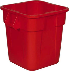 Rubbermaid - 28 Gal Red Square Trash Can - Polyethylene, 572mm High x 546.1mm Long x 546.1mm Wide - Eagle Tool & Supply