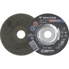 WALTER Surface Technologies - 60 Grit, 5" Wheel Diam, 5/64" Wheel Thickness, 7/8" Arbor Hole, Type 27 Depressed Center Wheel - 12,200 Max RPM - Eagle Tool & Supply