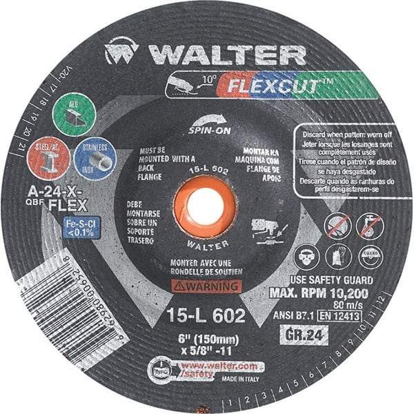 WALTER Surface Technologies - 6" Diam, 24 Grit Surface Grinding Wheel - Aluminum Oxide/Silicon Carbide Blend, Resinoid Bond - Eagle Tool & Supply
