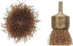 Ampco - 1" Brush Diam, Crimped, End Brush - 1/4" Diam Shank, 20,000 Max RPM - Eagle Tool & Supply