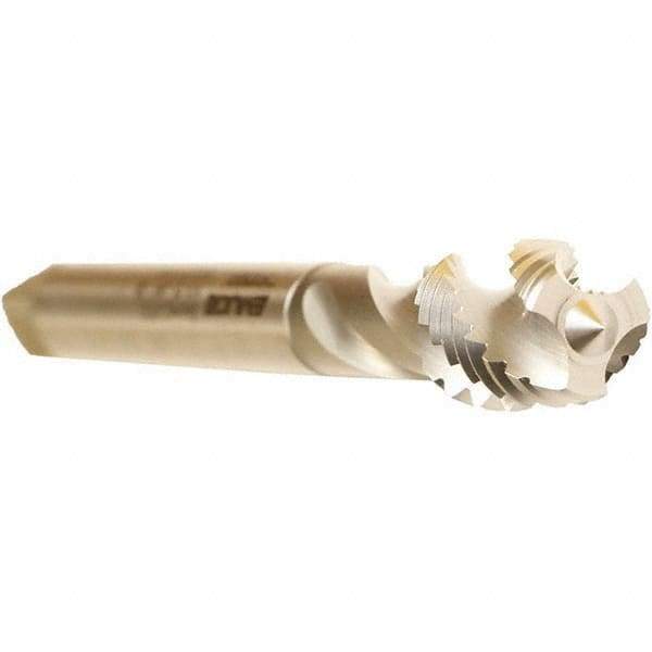 Emuge - M45x4.50 Metric 5 Flute 6H Modified Bottoming Spiral Flute Tap - Cobalt, Bright Finish, 220mm OAL, Right Hand Flute, Right Hand Thread, Series Enorm - Exact Industrial Supply