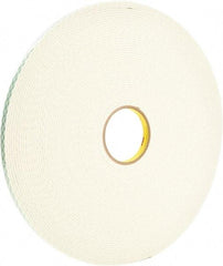 3M - 1/2" x 36 Yd Acrylic Adhesive Double Sided Tape - 125 mil Thick, Off-White, Foam Liner - Eagle Tool & Supply