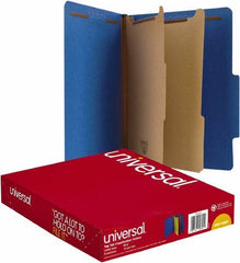UNIVERSAL - 8-1/2 x 11", Letter Size, Cobalt Blue, Classification Folders with Top Tab Fastener - 25 Point Stock, Right of Center Tab Cut Location - Eagle Tool & Supply