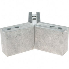 Abbott Workholding Products - 1.5mm x 60° Serrated Attachment, Square Soft Lathe Chuck Jaw - 3 Jaws, Aluminum, 63/64" Btw Mount Hole Ctrs, 4" Long x 1-1/2" Wide x 3" High, 0.5512" Groove, 0.4724" & 12mm Fastener - Eagle Tool & Supply