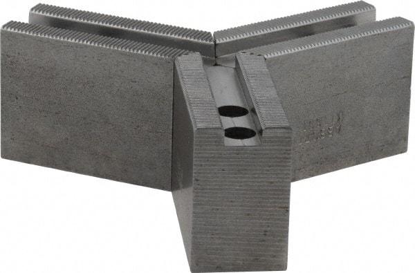 Abbott Workholding Products - 1.5mm x 60° Serrated Attachment, Square Soft Lathe Chuck Jaw - 3 Jaws, Steel, 0.7874" Btw Mount Hole Ctrs, 3" Long x 1-1/4" Wide x 2" High, 0.4724" Groove, 0.3937" & 10mm Fastener - Eagle Tool & Supply
