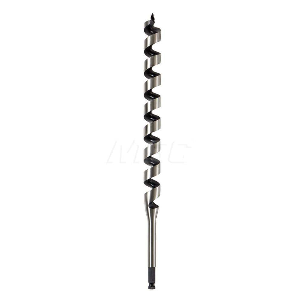 1-1/8″, 7/16″ Diam Hex Shank, 17″ Overall Length with 12″ Twist, Ship Auger Bit Standard Point, Steel, Bright Finish, Dual Cutting Edge