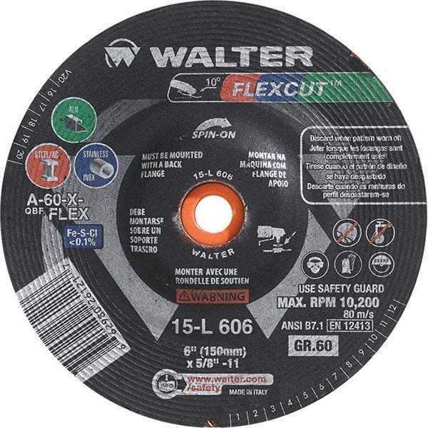 WALTER Surface Technologies - 6" Diam, 60 Grit Surface Grinding Wheel - Aluminum Oxide/Silicon Carbide Blend, Resinoid Bond - Eagle Tool & Supply