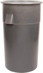 Bayhead Products - 55 Gal Gray Round Trash Can - Polyethylene, 40" High - Eagle Tool & Supply