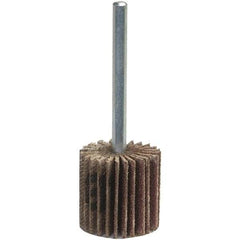 Norton - Mounted Flap Wheel - Coarse Grade, Aluminum Oxide, Coated, 1/4" Shank Mount, Cloth Backing - Eagle Tool & Supply