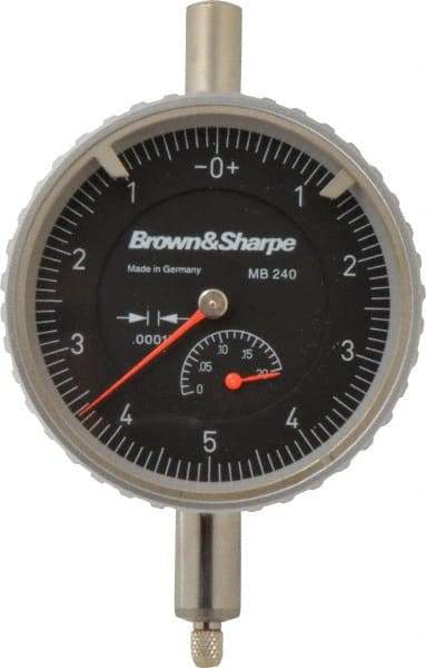 TESA Brown & Sharpe - 0.2" Range, 0-5-0 Dial Reading, 0.0001" Graduation Dial Drop Indicator - 2-1/4" Dial, 0.01" Range per Revolution, Revolution Counter - Eagle Tool & Supply