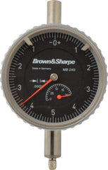 TESA Brown & Sharpe - 0.2" Range, 0-5-0 Dial Reading, 0.0001" Graduation Dial Drop Indicator - 2-1/4" Dial, 0.01" Range per Revolution, Revolution Counter - Eagle Tool & Supply