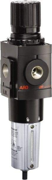 ARO/Ingersoll-Rand - 1" NPT Port Heavy Duty 1 Piece Filter/Regulator FRL Unit - Metal Bowl, 250 SCFM, 250 Max psi, 13.642" High x 4.091" Long, Manual Drain - Eagle Tool & Supply