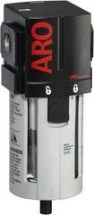 ARO/Ingersoll-Rand - 1/2" Port, 7.047" High x 2.874" Wide Standard Filter with Polycarbonate Bowl, Manual Drain - 197 SCFM, 150 Max psi, 125°F Max Temp, Modular Connection, Bowl Guard, 1.9 oz Bowl Capacity - Eagle Tool & Supply