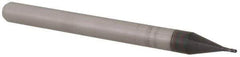 Accupro - 0.021" Diam, 1/16" LOC, 4 Flute Solid Carbide Ball End Mill - AlTiN Finish, Single End, 1-1/2" OAL, 1/8" Shank Diam, Spiral Flute - Eagle Tool & Supply
