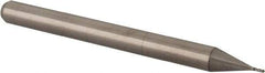 Accupro - 0.016" Diam, 0.048" LOC, 4 Flute Solid Carbide Ball End Mill - Uncoated, Single End, 1-1/2" OAL, 1/8" Shank Diam, Spiral Flute - Eagle Tool & Supply