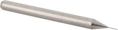Accupro - 0.01" Diam, 0.03" LOC, 2 Flute Solid Carbide Ball End Mill - Uncoated, Single End, 1-1/2" OAL, 1/8" Shank Diam, Spiral Flute - Eagle Tool & Supply