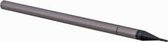Accupro - 0.025" Diam, 0.037" LOC, 3 Flute Solid Carbide Ball End Mill - AlTiN Finish, Single End, 2-1/2" OAL, 1/8" Shank Diam, Spiral Flute - Eagle Tool & Supply