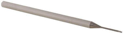 Accupro - 0.03" Diam, 0.045" LOC, 3 Flute Solid Carbide Ball End Mill - Uncoated, Single End, 2-1/2" OAL, 1/8" Shank Diam, Spiral Flute - Eagle Tool & Supply