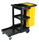 Cleaning Cart w/zipper Red yellow vinyl bag (20.8 gal capacity) Non-marking 8" wheels and 4" casters - Eagle Tool & Supply