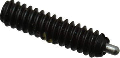 Vlier - 6-32, 17/32" Thread Length, 1/16" Plunger Projection, Steel Threaded Spring Plunger - 0.044 - 0.045" Max Plunger Diam, 17/32" Plunger Length, 0.5 Lb Init End Force, 1.5 Lb Final End Force - Eagle Tool & Supply