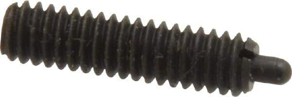Vlier - 8-32, 5/8" Thread Length, 3/32" Plunger Projection, Steel Threaded Spring Plunger - 0.069 - 0.07" Max Plunger Diam, 5/8" Plunger Length, 2.7 Lb Init End Force, 7.3 Lb Final End Force - Eagle Tool & Supply
