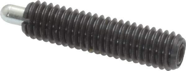 Vlier - 10-32, 3/4" Thread Length, 1/8" Plunger Projection, Steel Threaded Spring Plunger - 0.091 - 0.092" Max Plunger Diam, 3/4" Plunger Length, 1.3 Lb Init End Force, 2.7 Lb Final End Force - Eagle Tool & Supply