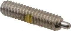 Vlier - 8-32, 5/8" Thread Length, 3/32" Plunger Projection, Stainless Steel Threaded Spring Plunger - 0.069 - 0.07" Max Plunger Diam, 5/8" Plunger Length, 0.7 Lb Init End Force, 2.3 Lb Final End Force - Eagle Tool & Supply