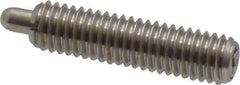 Vlier - 10-32, 3/4" Thread Length, 1/8" Plunger Projection, Stainless Steel Threaded Spring Plunger - 0.091 - 0.092" Max Plunger Diam, 3/4" Plunger Length, 1.3 Lb Init End Force, 2.7 Lb Final End Force - Eagle Tool & Supply